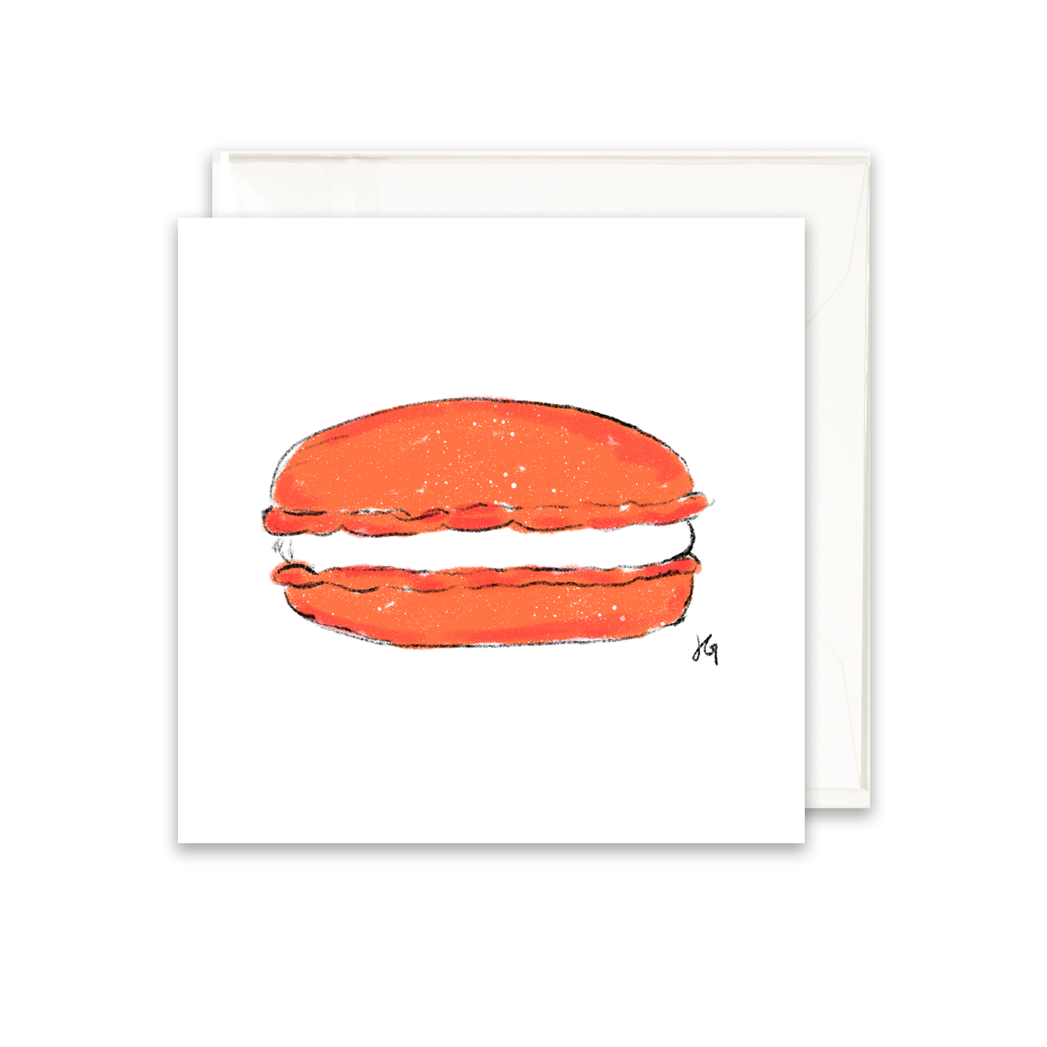 single enclosure card that has an orange macaron on the front. Blank inside.